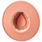 Mia - Faux Felt Fedora with Pinch Crown and Gold Trim Band