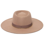 Mia - Faux Felt Fedora with Pinch Crown and Gold Trim Band