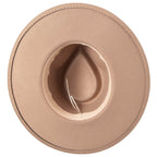 Mia - Faux Felt Fedora with Pinch Crown and Gold Trim Band
