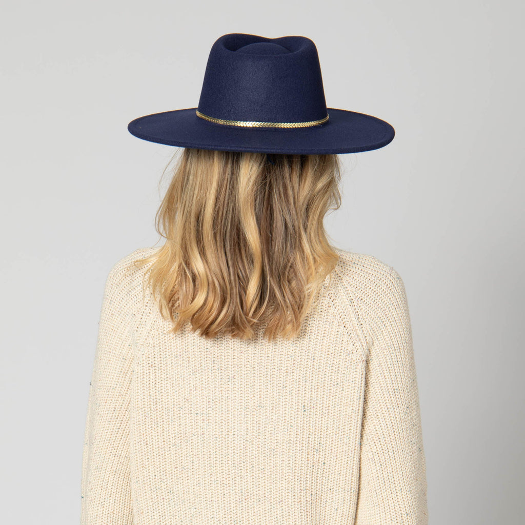 Women's Fedora with Chevron Gold Chain Trim