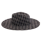 Aria - Wide Brim Fedora with Textured Mixed Tweed Fabric
