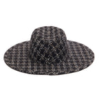 Aria - Wide Brim Fedora with Textured Mixed Tweed Fabric