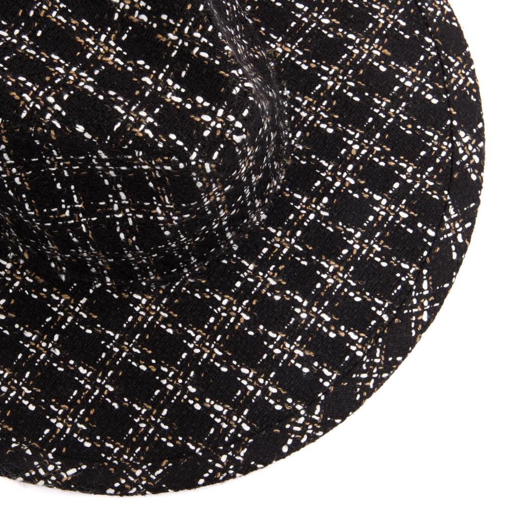 Aria - Wide Brim Fedora with Textured Mixed Tweed Fabric