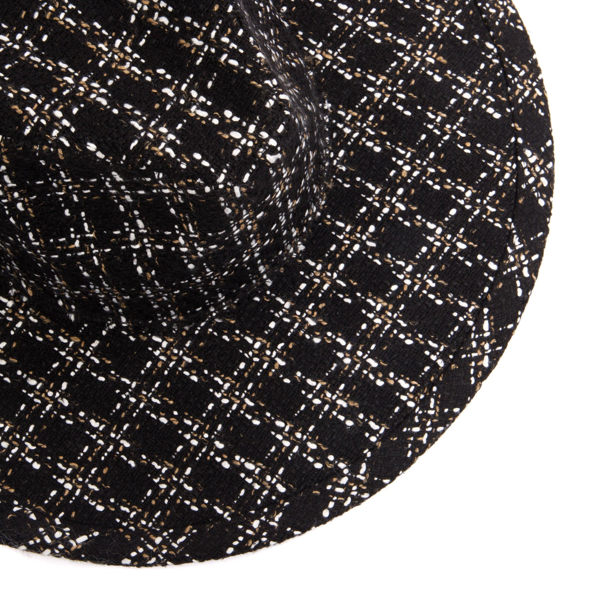 Aria - Wide Brim Fedora with Textured Mixed Tweed Fabric