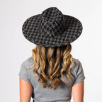 Aria - Wide Brim Fedora with Textured Mixed Tweed Fabric