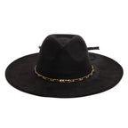 Women's Fedora with Leopard Printed Underbrim
