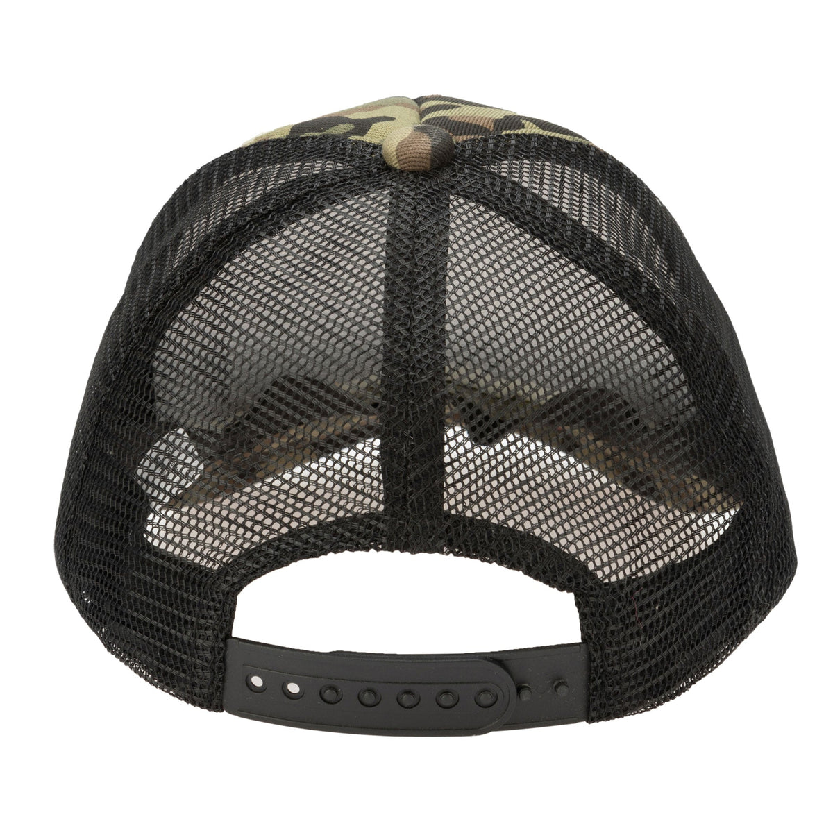 Camo Cut & Sew Trucker Hat with All Over Camo Print and Mesh Backing