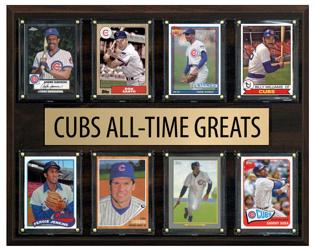 Chicago Cubs All Time Greats Legends Plaque 8 Cards Ernie Banks Ryne Sandberg Ron Santo