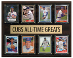 Chicago Cubs All Time Greats Legends Plaque 8 Cards Ernie Banks Ryne Sandberg Ron Santo