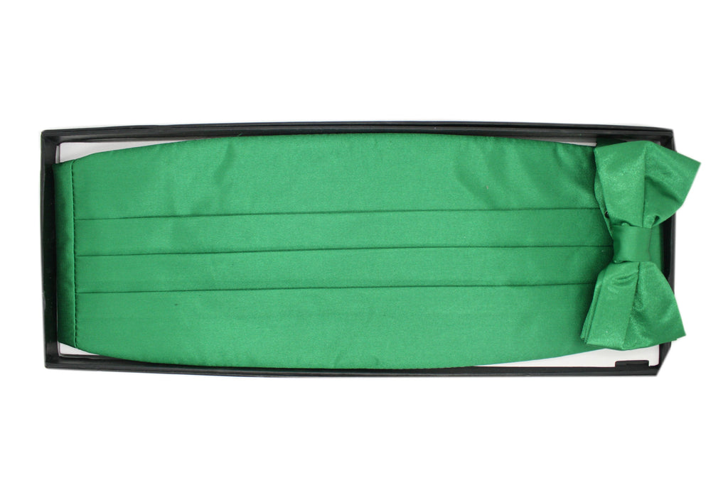 Men's Green Satin Cummerbund & Bow Tie Set – Adjustable Tuxedo Set