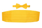 Men's Yellow Satin Cummerbund & Bow Tie Set – Adjustable Tuxedo Set