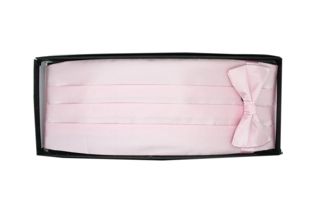 Men's Rose Satin Cummerbund & Bow Tie Set – Adjustable Tuxedo Set
