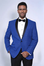 Shawl Lapel Navy Blue Men Dinner Jacket - Wessi