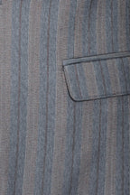 Striped Slim Fit Men Grey Blazer - Wessi