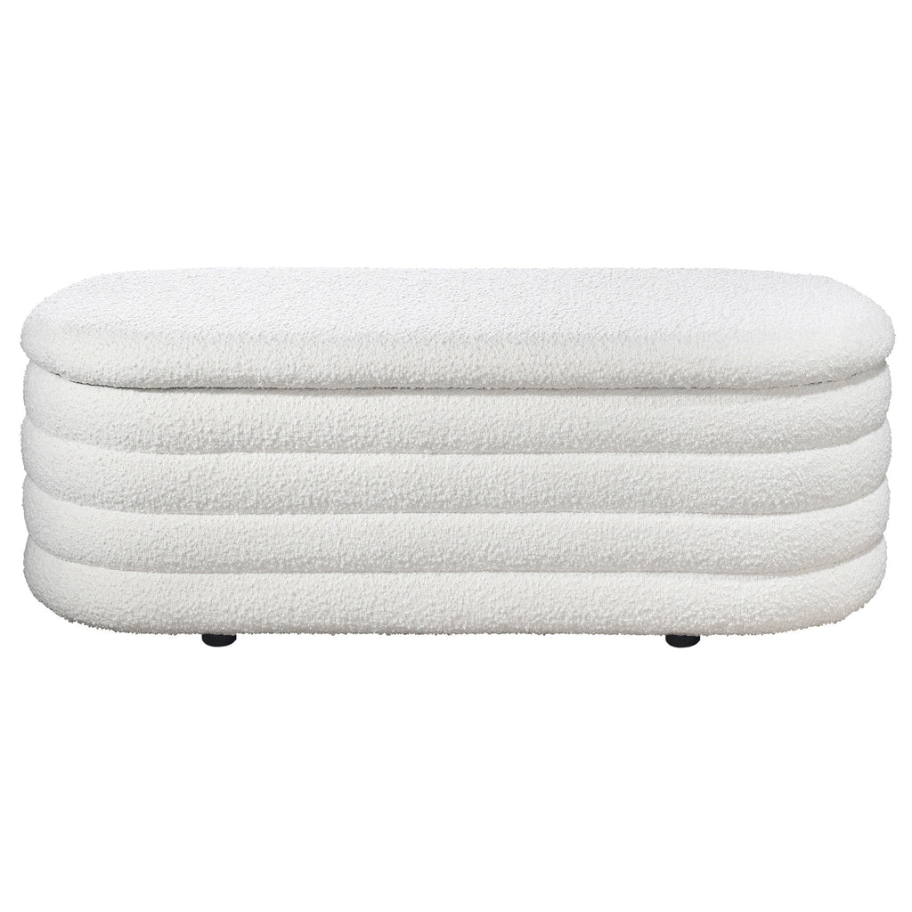 Cabana White Boucle Bench w/Storage