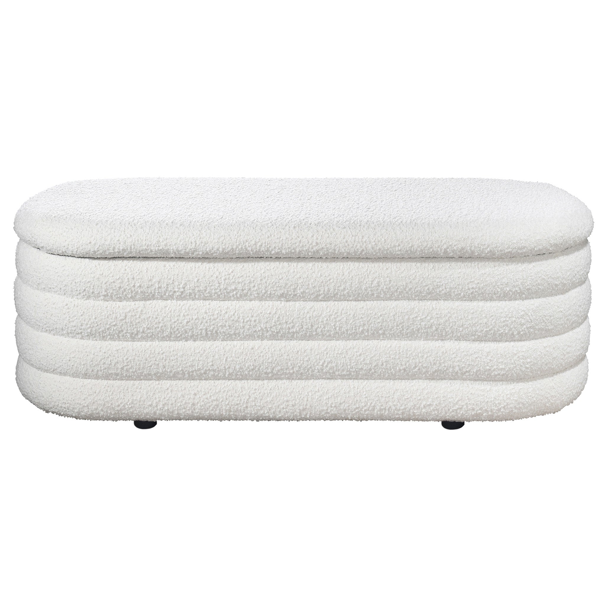 Cabana White Boucle Bench w/Storage