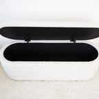Cabana White Boucle Bench w/Storage