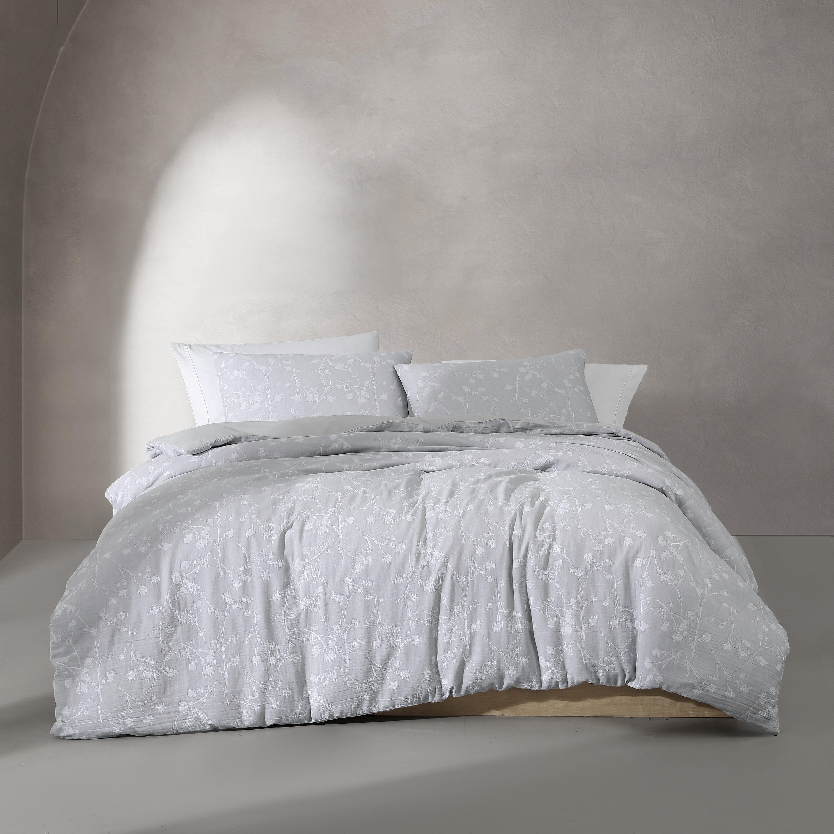 Calvin Klein Umbra Floral Cotton Grey Duvet Cover Set