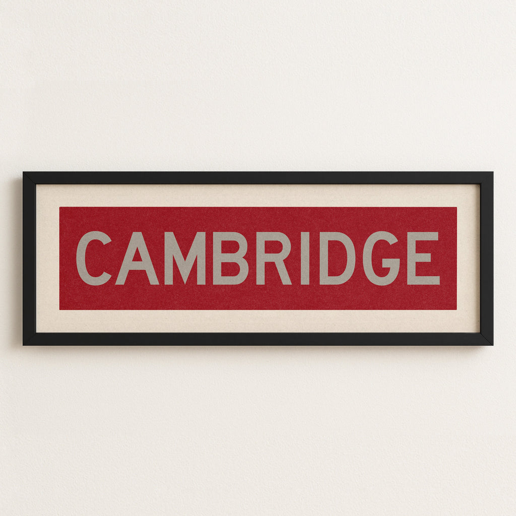 Framed Cambridge Crimson and Gray Bus Scroll