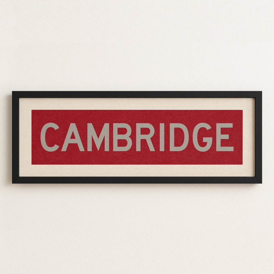 Framed Cambridge Crimson and Gray Bus Scroll