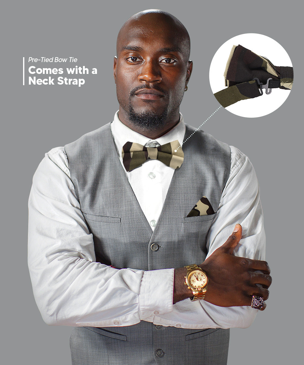 Vittorio Farina Men's Kente Satin Bow Tie & Pocket Square in Gift Box