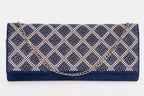 The Nampula Sax Blue Glitter Suede Leather Clutch