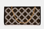 The Nampula Black Glitter Suede Leather Small Clutch