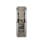CARIBOU Polished Beveled Titanium Men's Wedding Band with Ombre Deer Antler Inlay - 8mm