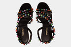 The Caris Black Block Heel Spike Leather Women Sandal Final Sale!