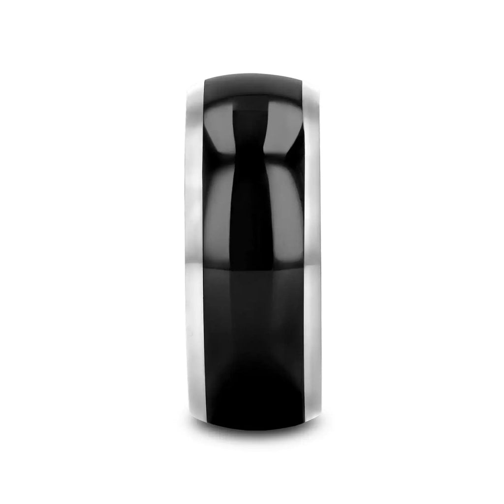 CARRERA Domed Black Ceramic and Tungsten Wedding Band, Comfort Fit — 6mm to 10mm