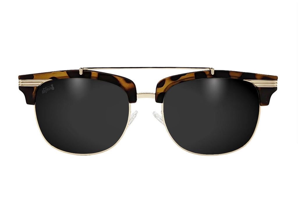 Tortoise Shell Gold - Jet Black Lens Polarized - Castaway