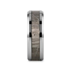CELESTIAL Flat Tungsten Carbide Ring with Beveled Edges and Meteorite Inlay Thorsten - 8mm