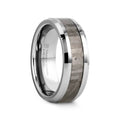 CELESTIAL Flat Tungsten Carbide Ring with Beveled Edges and Meteorite Inlay Thorsten - 8mm