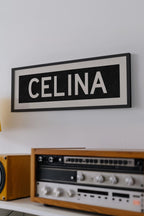 Framed Celina Bus Scroll Sign
