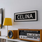 Framed Celina Bus Scroll Sign