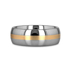 CENTURION 14K Gold Inlaid Domed Tungsten Ring 6mm or 8mm