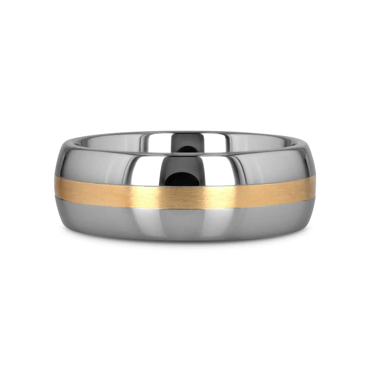 CENTURION 14K Gold Inlaid Domed Tungsten Ring 6mm or 8mm