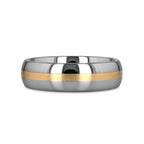 CENTURION 14K Gold Inlaid Domed Tungsten Ring 6mm or 8mm