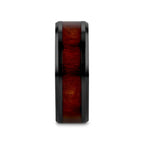 CERISE Redwood Inlaid Black Ceramic Ring with Beveled Edges - 8mm