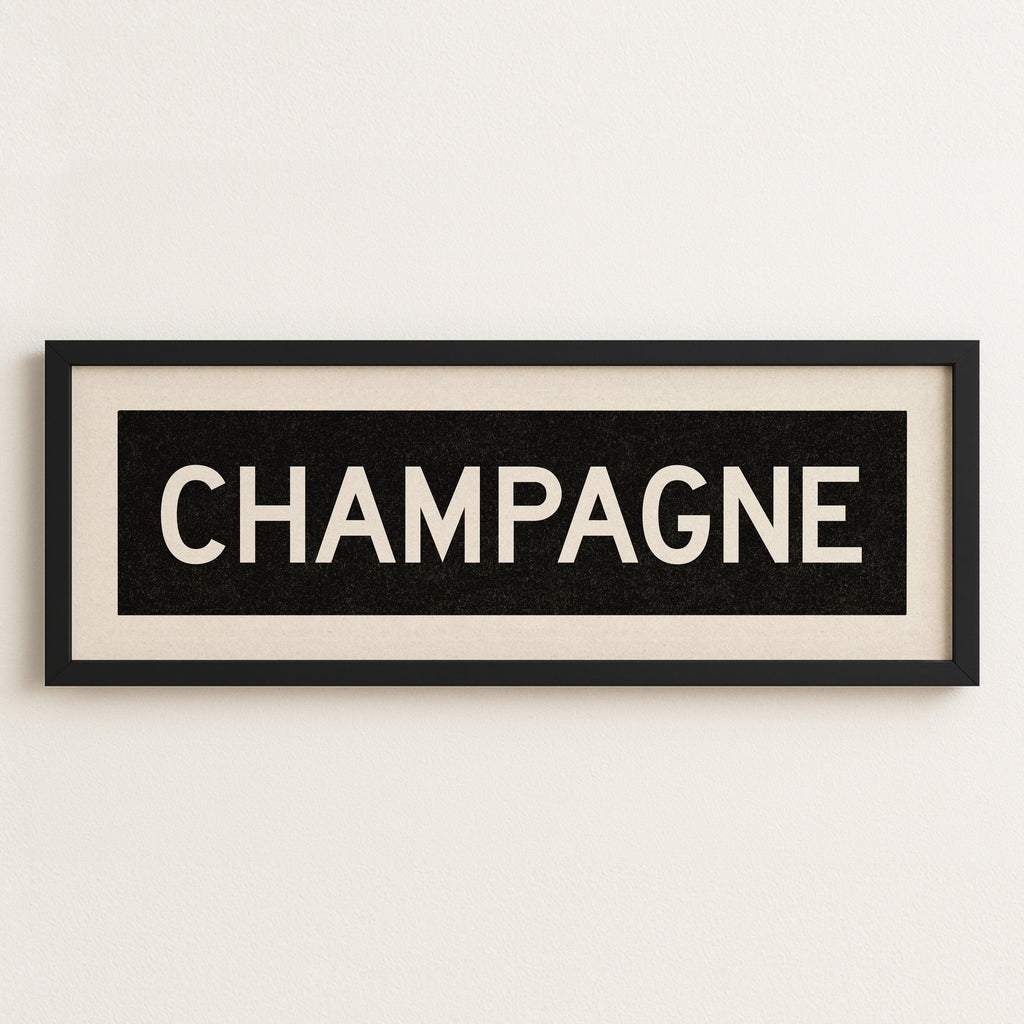 Framed Champagne Bus Scroll Sign