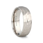 CHANDLER Domed Hammered Finish White Tungsten Ring - 6mm or 8mm