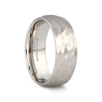 CHANDLER Domed Hammered Finish White Tungsten Ring - 6mm or 8mm