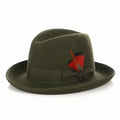 Ferrecci Olive Wool Felt Godfather Fedora Hat