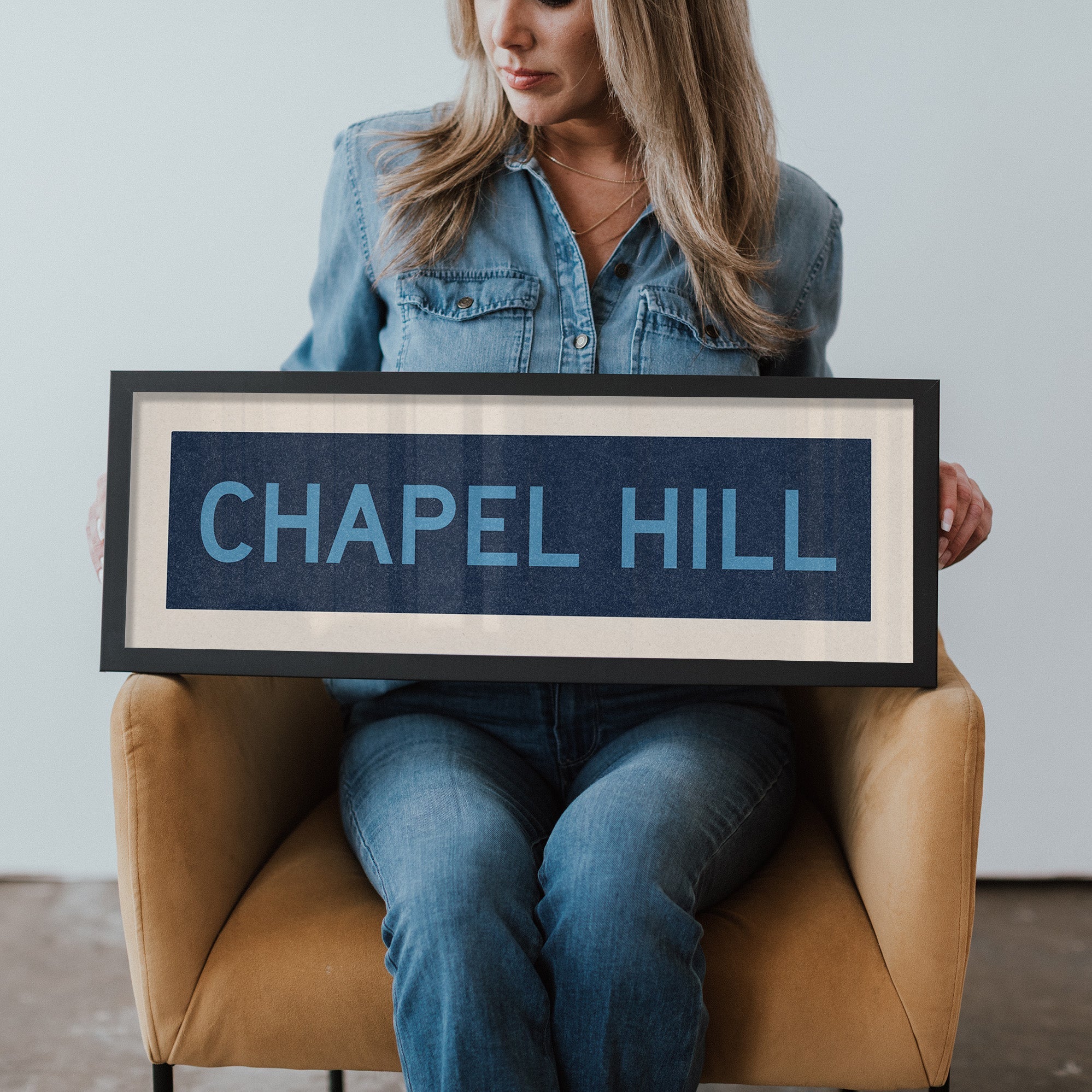 Framed Chapel Hill Blue Bus Scroll