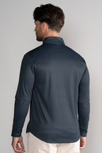 Long Sleeve Button Down Polo Dot // Charcoal