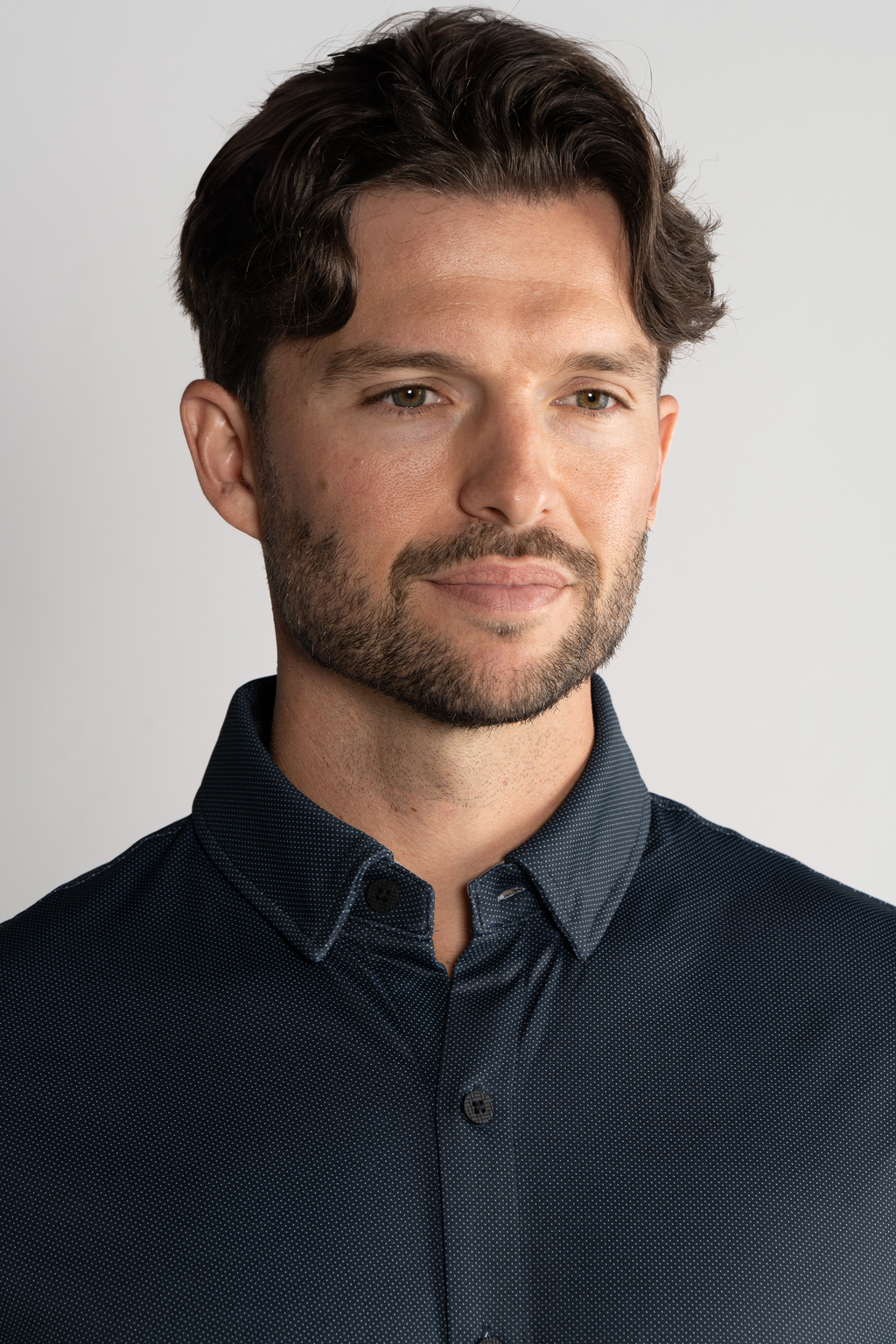 Long Sleeve Button Down Polo Dot // Charcoal