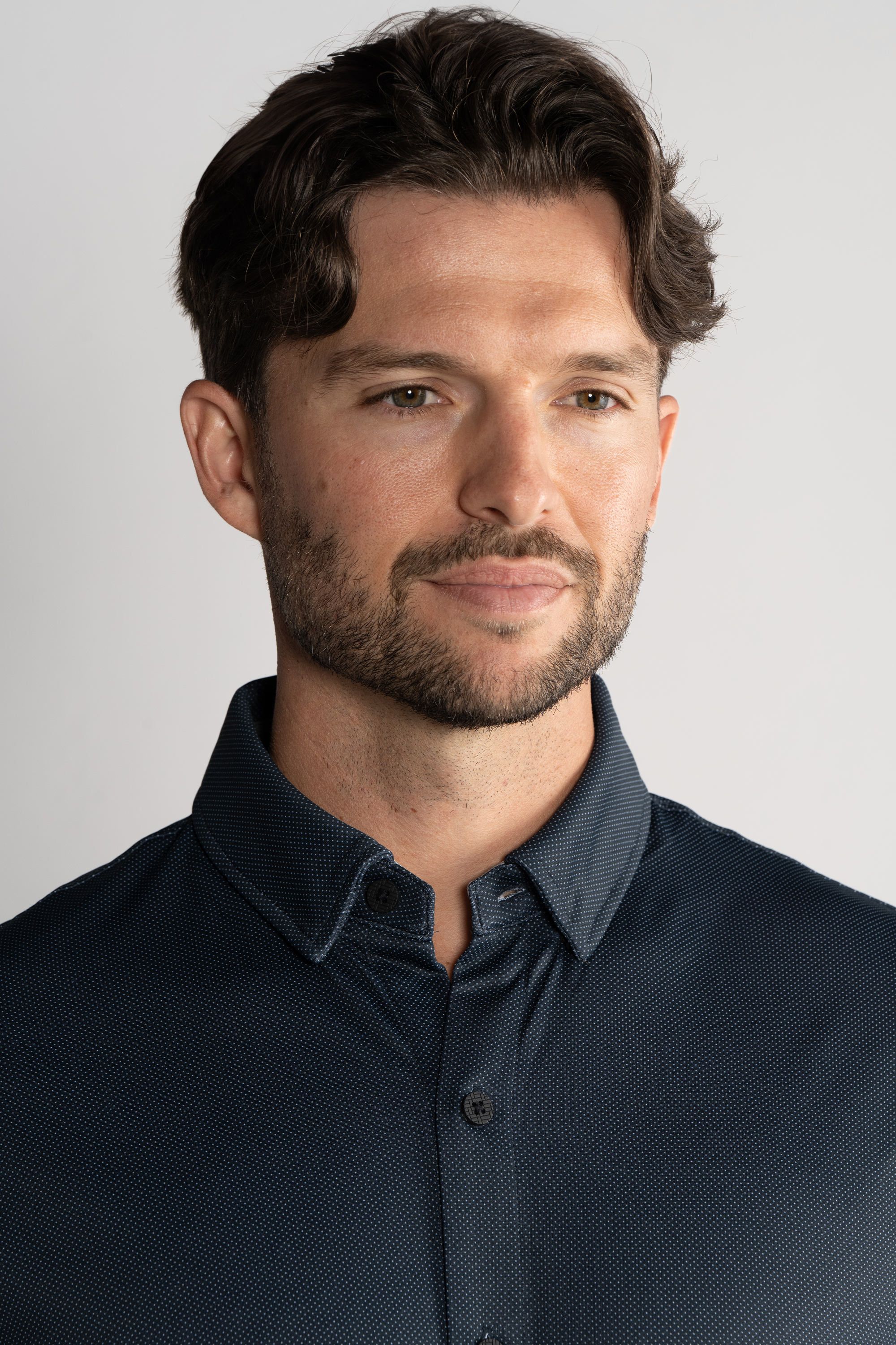 Long Sleeve Button Down Polo Dot // Charcoal