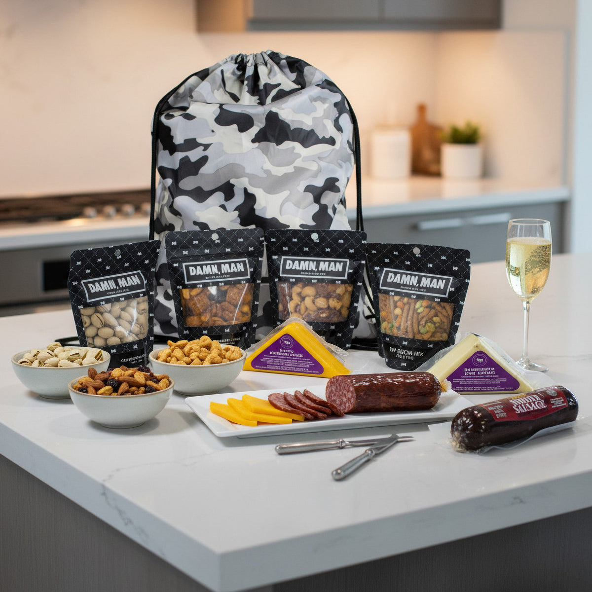 Charcuterie Meat & Cheese Gift Bag – Standard or Deluxe | Gourmet Snacks & Mixed Nuts
