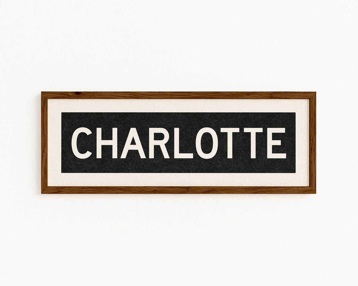 Framed Charlotte North Carolina Bus Scroll