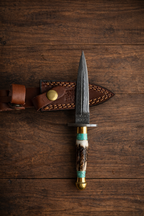 Handcrafted Damascus Utility Knife with Stag Handle - TK-600